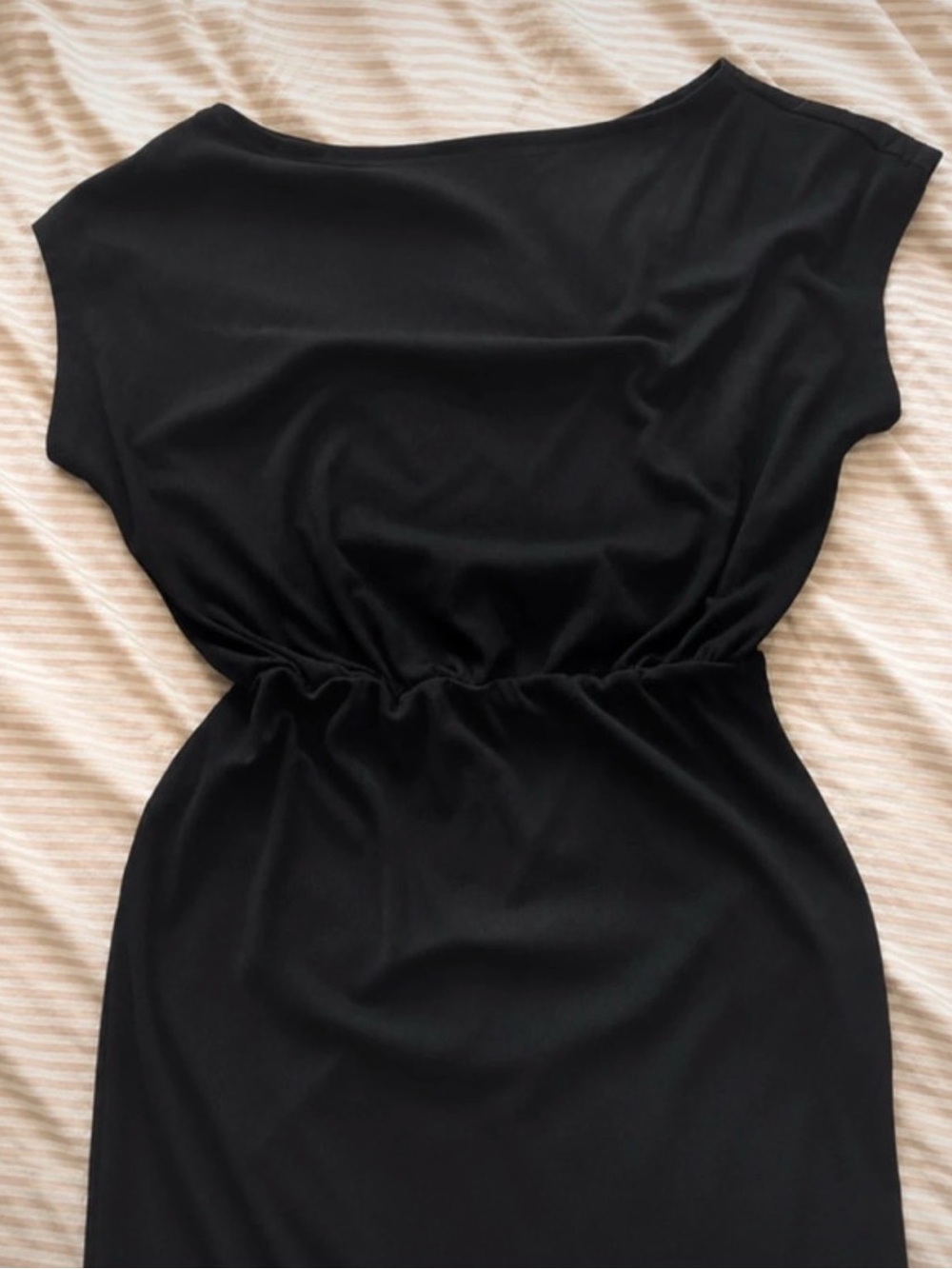 Women's Black Slip Chemise with Elastic Waist